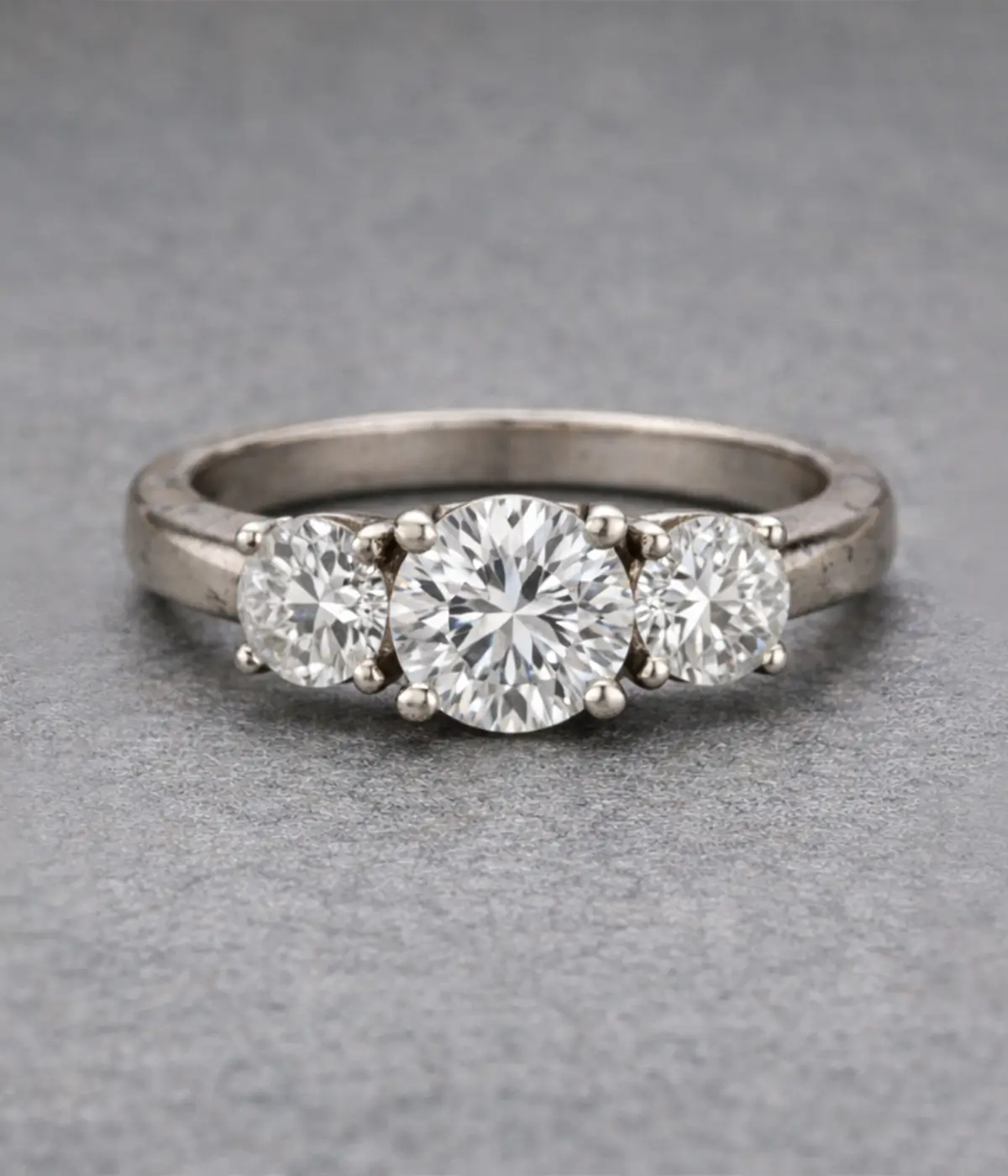 Professional diamond ring retouching with enhanced sparkle and clean metal finish