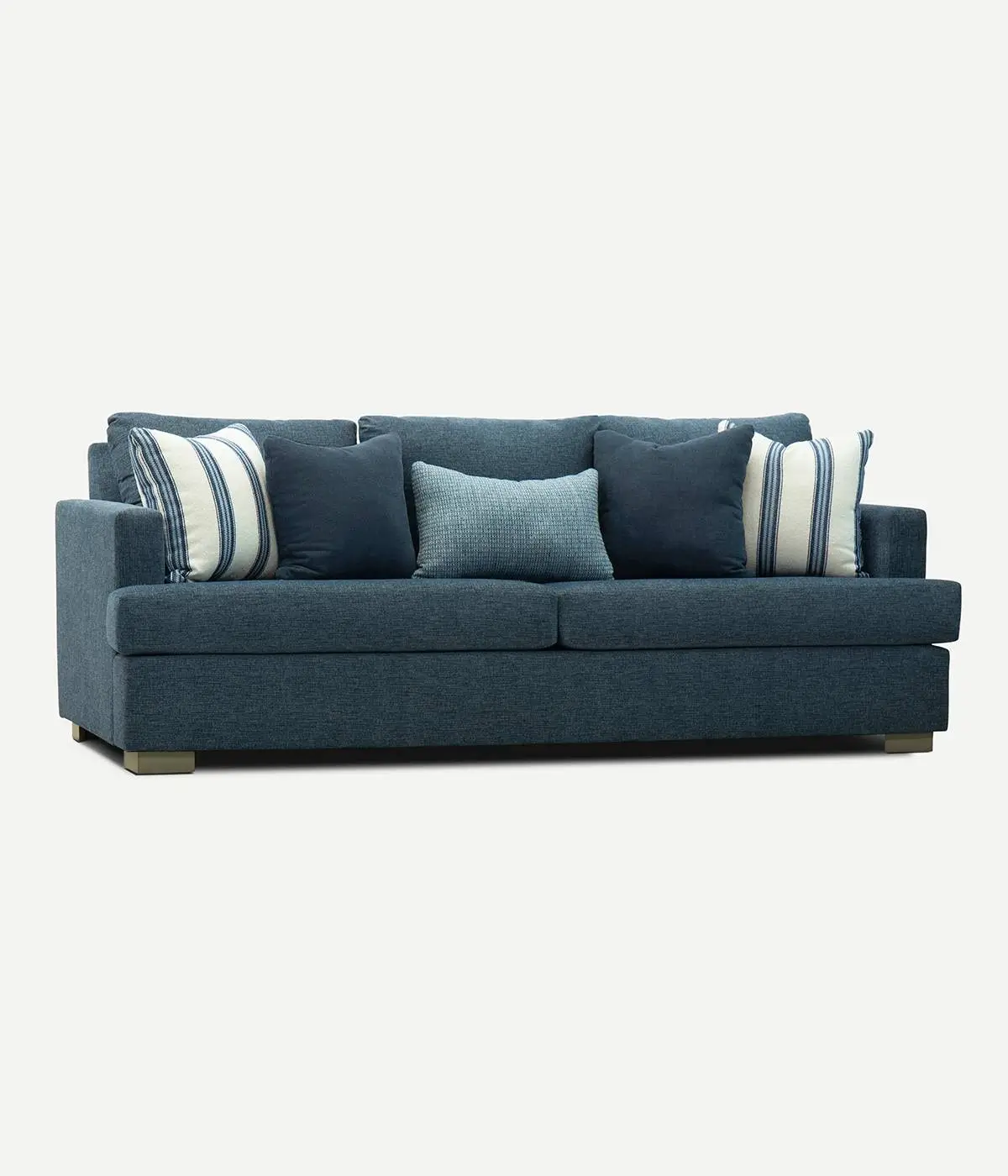 Professional drop shadow effect for furniture product photography featuring a blue sofa
